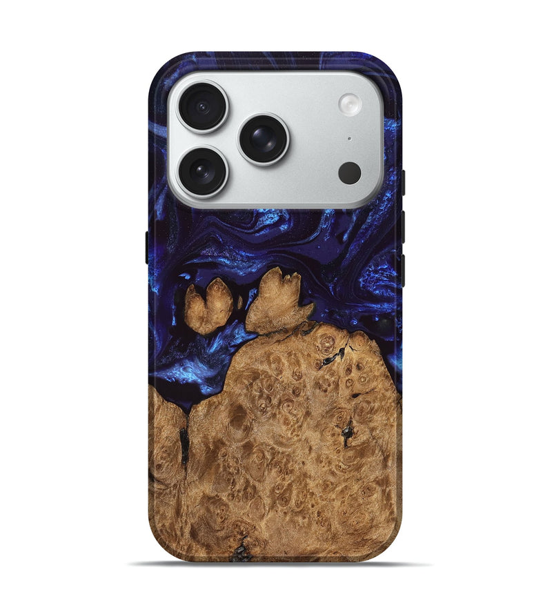 iPhone 18 Pro Wood Live Edge Phone Case - Savanah (Blue, 828525)