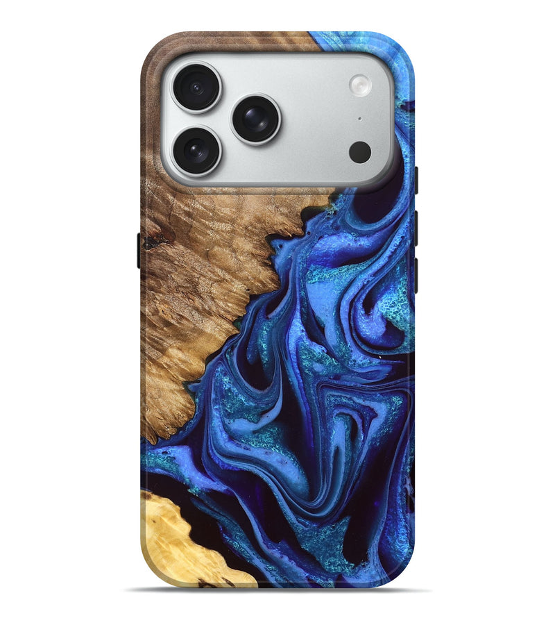 iPhone 18 Pro Max Wood Live Edge Phone Case - Jaeden (Blue, 828531)