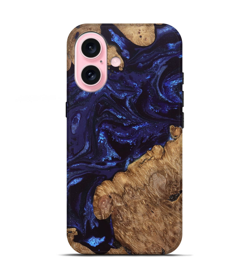 iPhone 17 Wood Live Edge Phone Case - Brown (Blue, 828532)