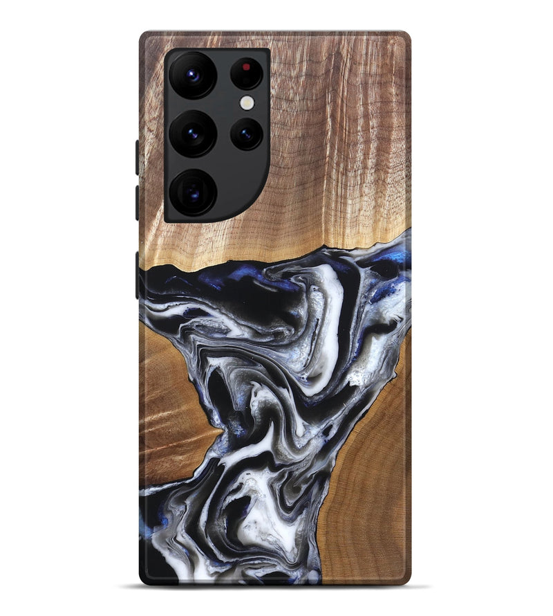 Galaxy S22 Ultra Wood Live Edge Phone Case - Merrill (Black & White, 828533)
