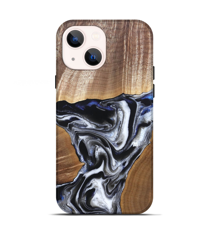 iPhone 13 Wood Live Edge Phone Case - Merrill (Black & White, 828533)