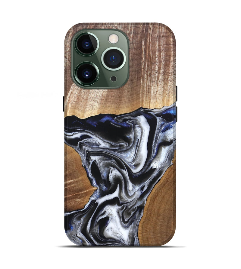 iPhone 13 Pro Wood Live Edge Phone Case - Merrill (Black & White, 828533)