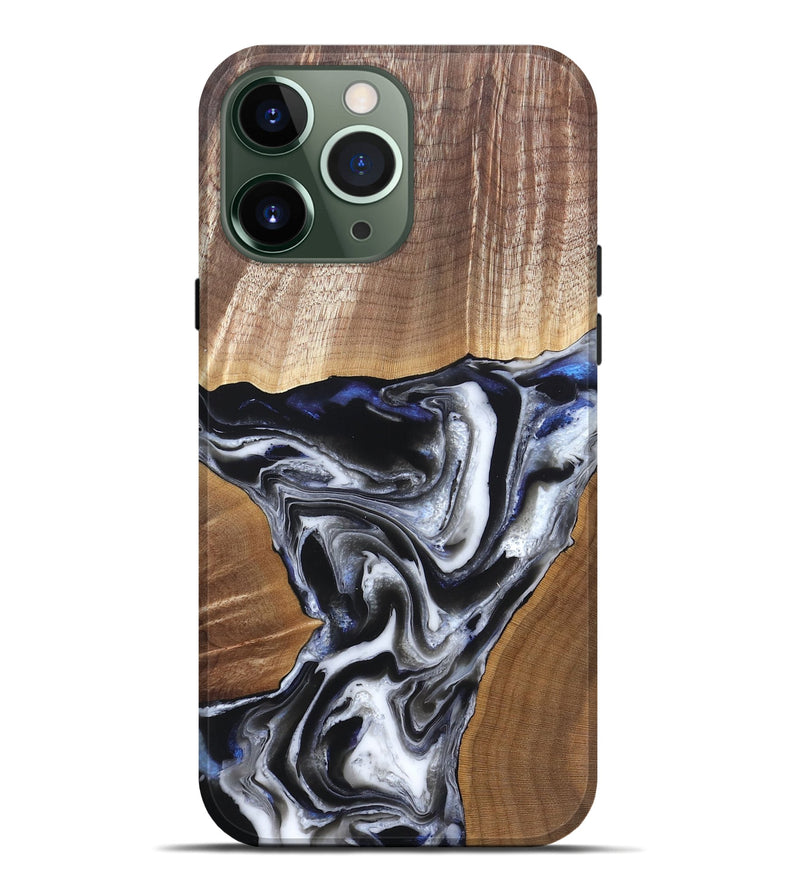 iPhone 13 Pro Max Wood Live Edge Phone Case - Merrill (Black & White, 828533)