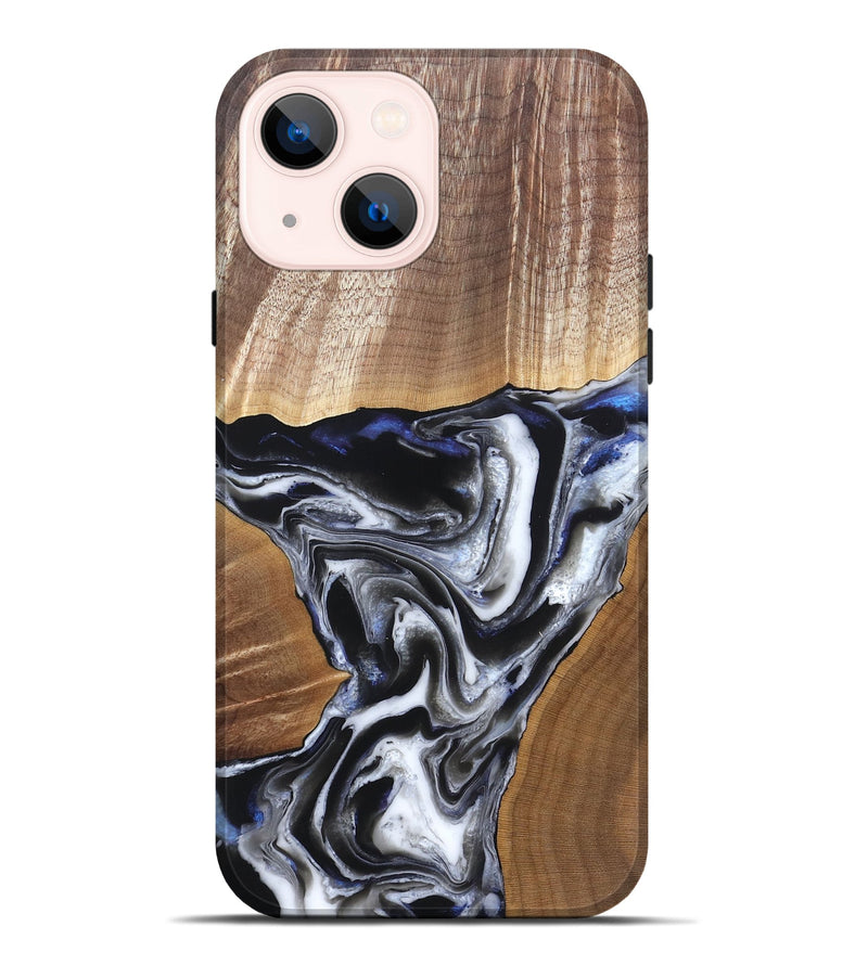 iPhone 14 Plus Wood Live Edge Phone Case - Merrill (Black & White, 828533)
