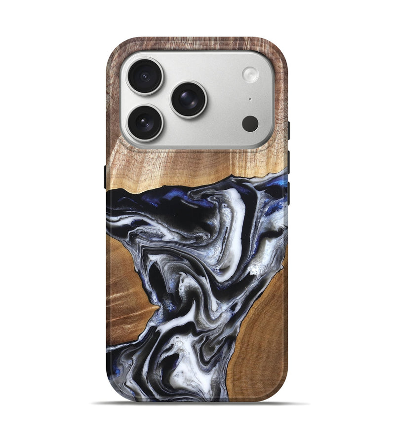 iPhone 17 Pro Wood Live Edge Phone Case - Merrill (Black & White, 828533)