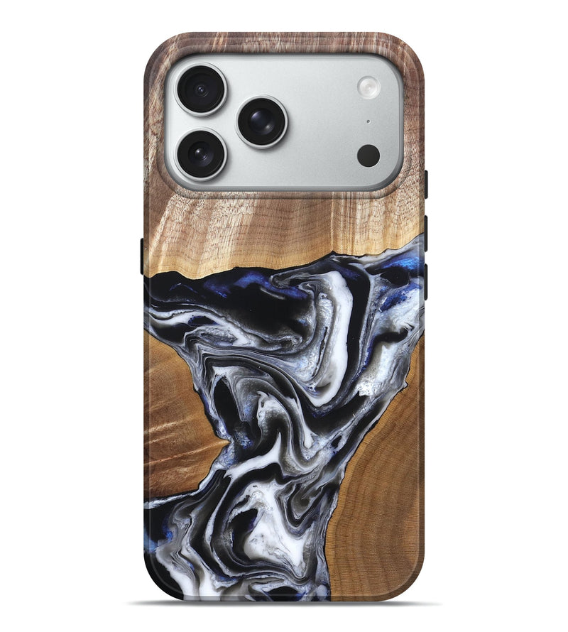 iPhone 18 Pro Max Wood Live Edge Phone Case - Merrill (Black & White, 828533)