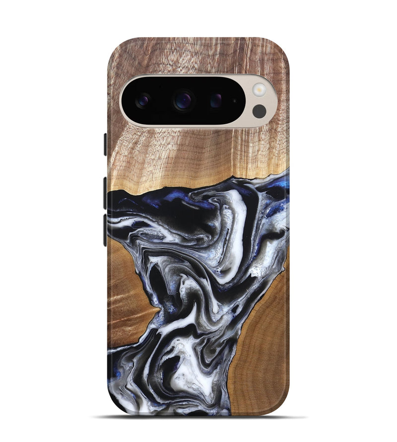 Pixel 9 Wood Live Edge Phone Case - Merrill (Black & White, 828533)