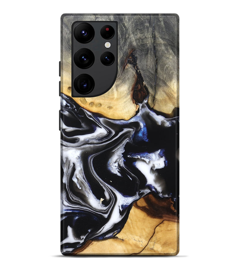 Galaxy S22 Ultra Wood Live Edge Phone Case - Neriah (Black & White, 828537)