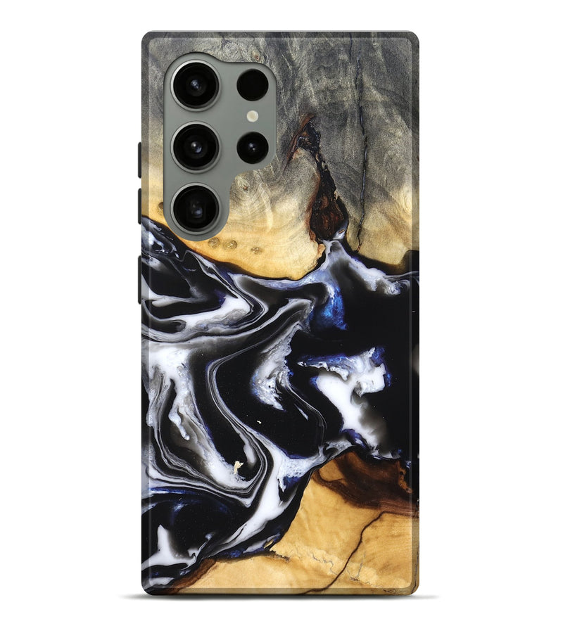 Galaxy S24 Ultra Wood Live Edge Phone Case - Neriah (Black & White, 828537)