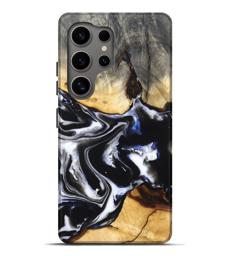 Galaxy S25 Ultra Wood Live Edge Phone Case - Neriah (Black & White, 828537)