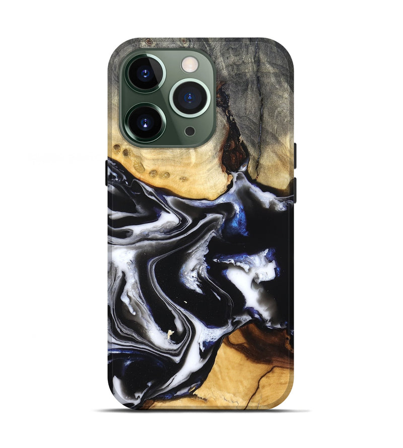 iPhone 13 Pro Wood Live Edge Phone Case - Neriah (Black & White, 828537)