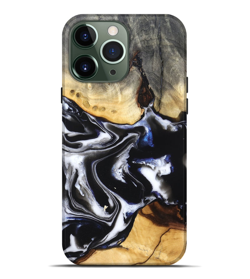 iPhone 13 Pro Max Wood Live Edge Phone Case - Neriah (Black & White, 828537)