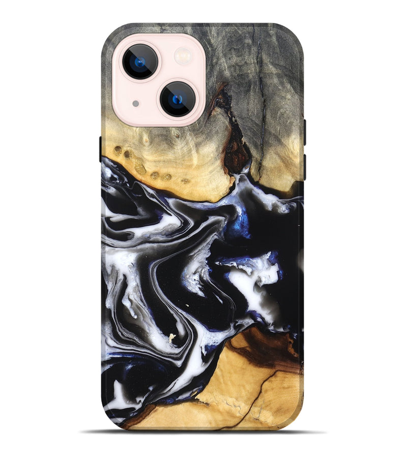 iPhone 14 Plus Wood Live Edge Phone Case - Neriah (Black & White, 828537)