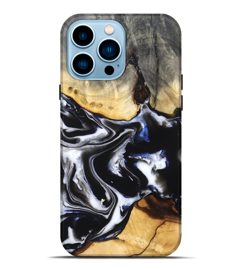 iPhone 14 Pro Max Wood Live Edge Phone Case - Neriah (Black & White, 828537)