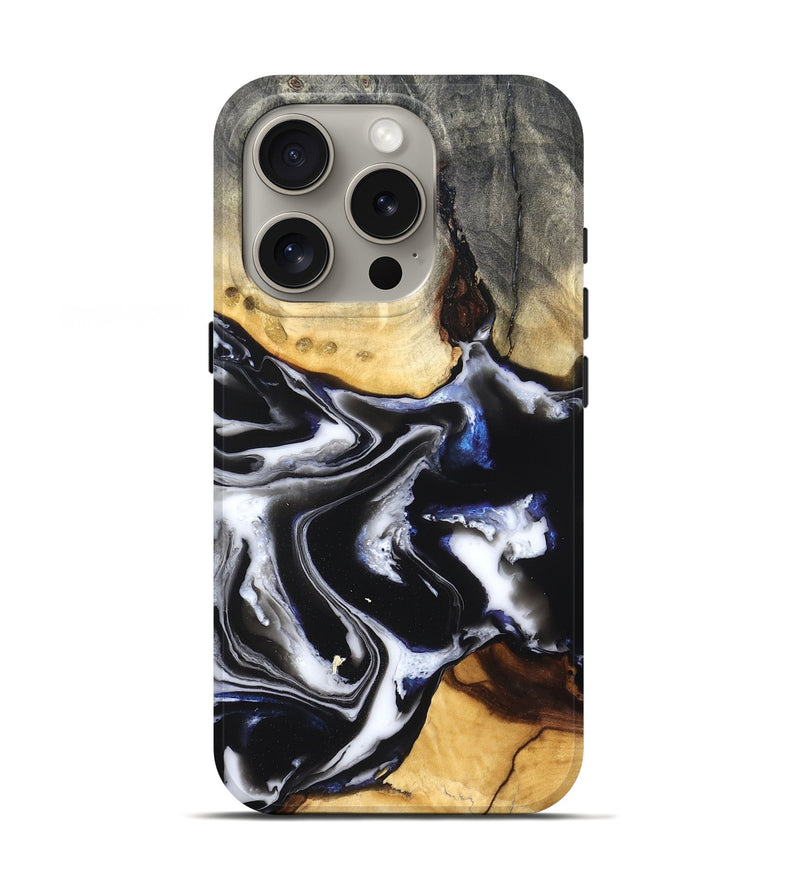 iPhone 16 Pro Wood Live Edge Phone Case - Neriah (Black & White, 828537)