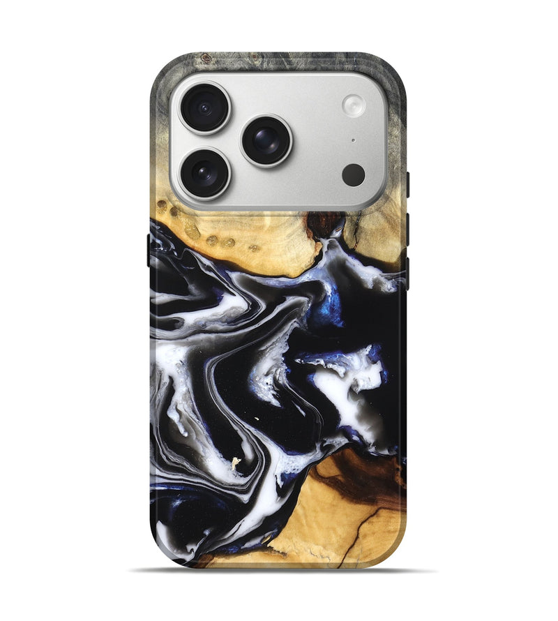 iPhone 17 Pro Wood Live Edge Phone Case - Neriah (Black & White, 828537)