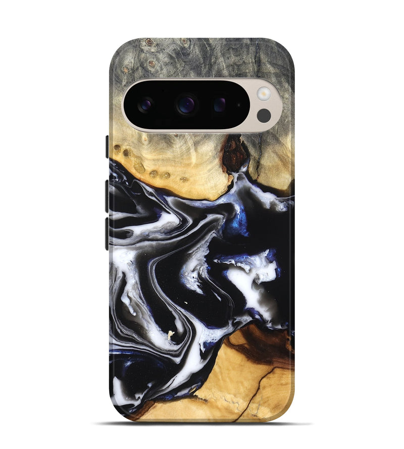 Pixel 10 Pro Wood Live Edge Phone Case - Neriah (Black & White, 828537)