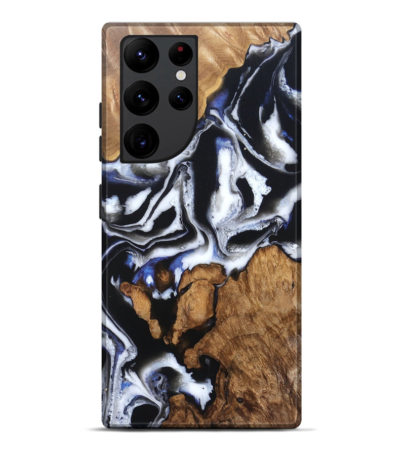 Galaxy S22 Ultra Wood Live Edge Phone Case - Alana (Black & White, 828540)