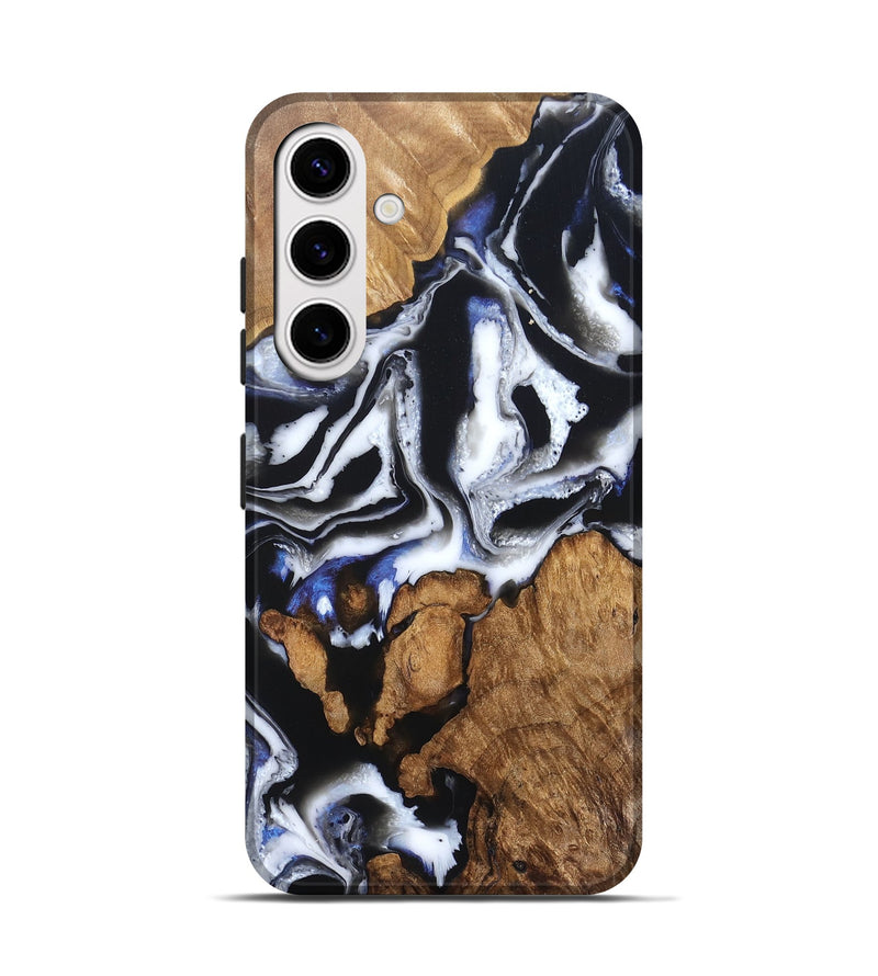 Galaxy S25 Wood Live Edge Phone Case - Alana (Black & White, 828540)