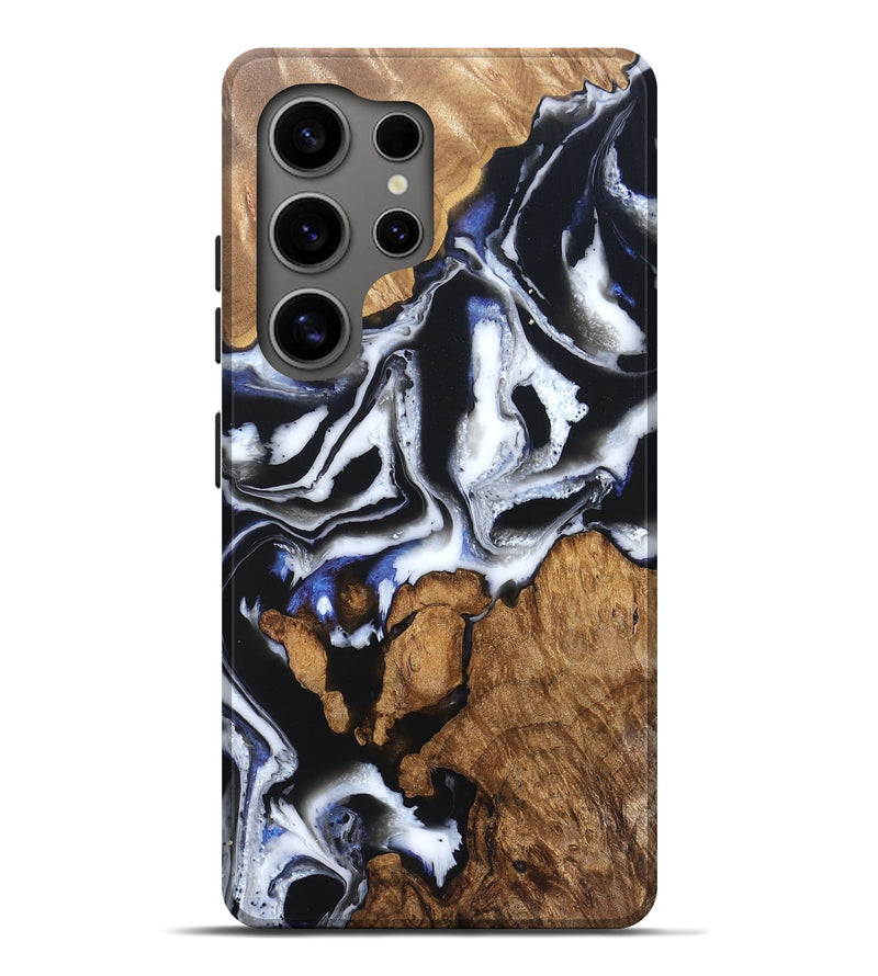Galaxy S25 Ultra Wood Live Edge Phone Case - Alana (Black & White, 828540)
