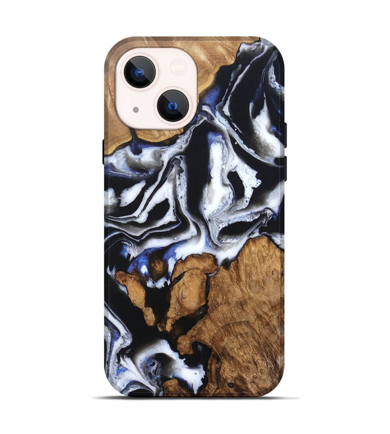 iPhone 13 Wood Live Edge Phone Case - Alana (Black & White, 828540)