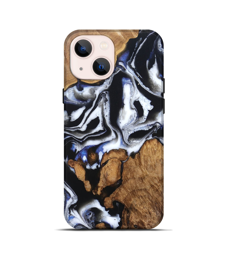 iPhone 13 mini Wood Live Edge Phone Case - Alana (Black & White, 828540)