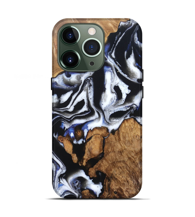 iPhone 13 Pro Wood Live Edge Phone Case - Alana (Black & White, 828540)
