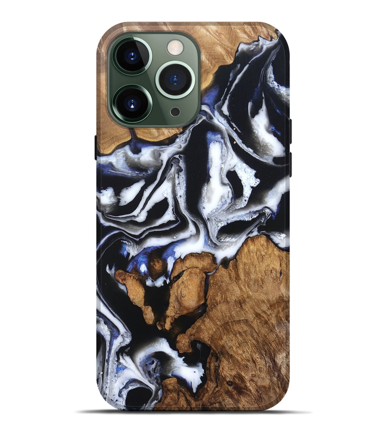 iPhone 13 Pro Max Wood Live Edge Phone Case - Alana (Black & White, 828540)