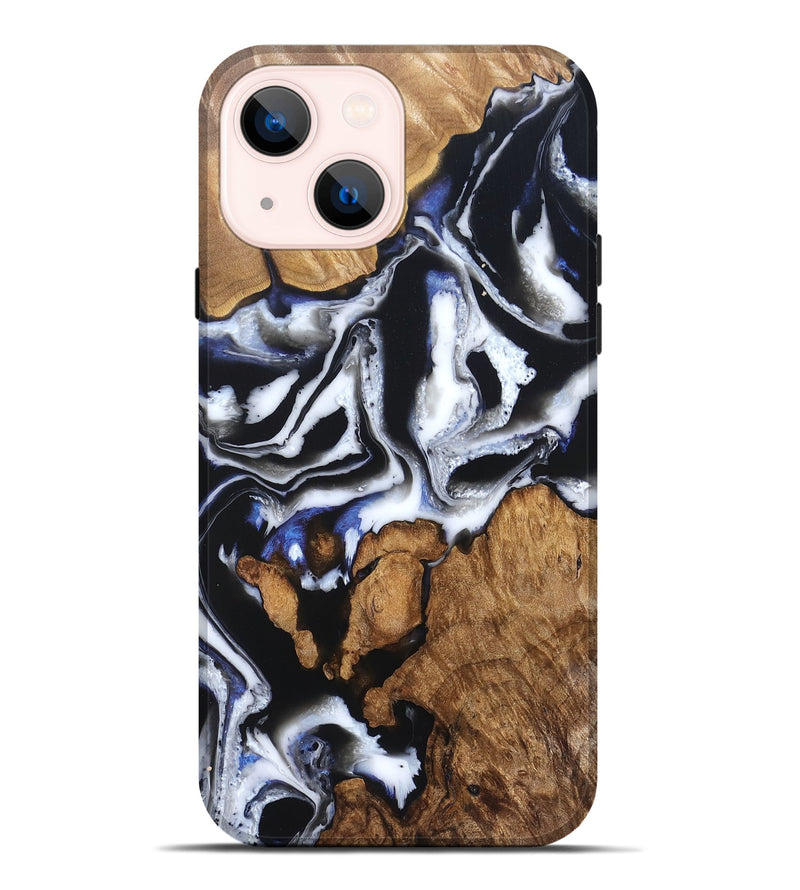 iPhone 14 Plus Wood Live Edge Phone Case - Alana (Black & White, 828540)