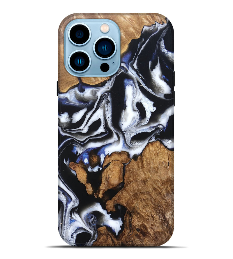 iPhone 14 Pro Max Wood Live Edge Phone Case - Alana (Black & White, 828540)