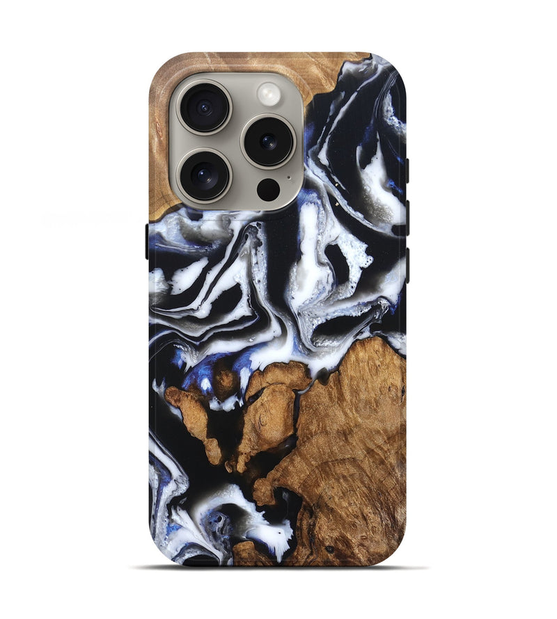 iPhone 16 Pro Wood Live Edge Phone Case - Alana (Black & White, 828540)