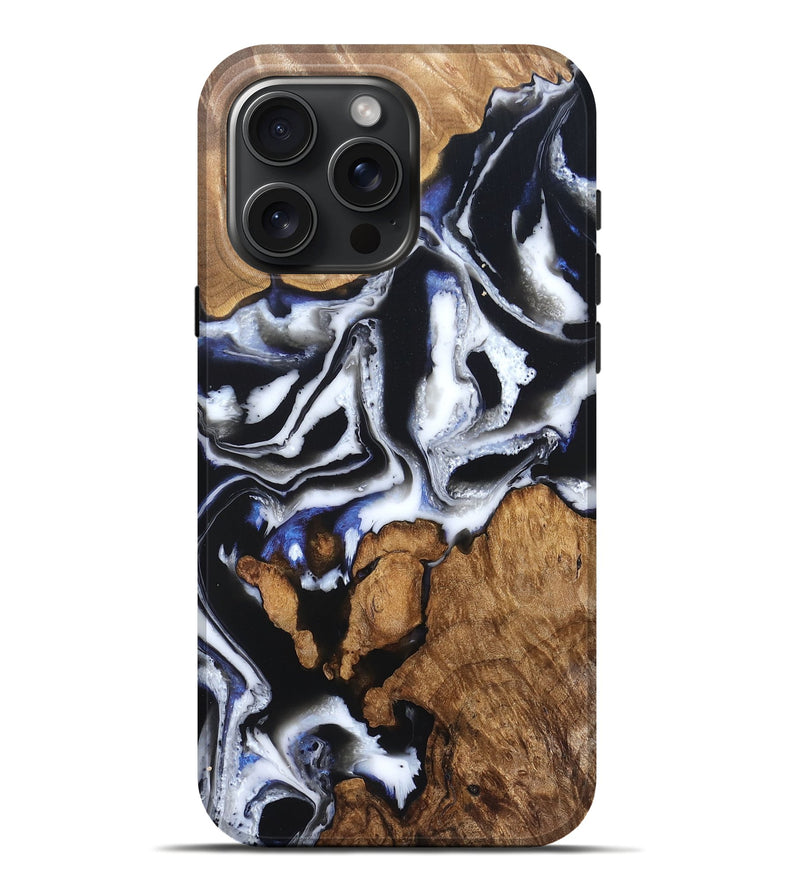 iPhone 16 Pro Max Wood Live Edge Phone Case - Alana (Black & White, 828540)