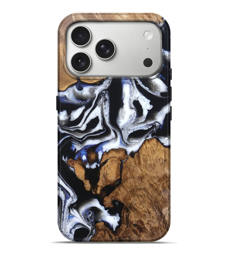 iPhone 17 Pro Max Wood Live Edge Phone Case - Alana (Black & White, 828540)