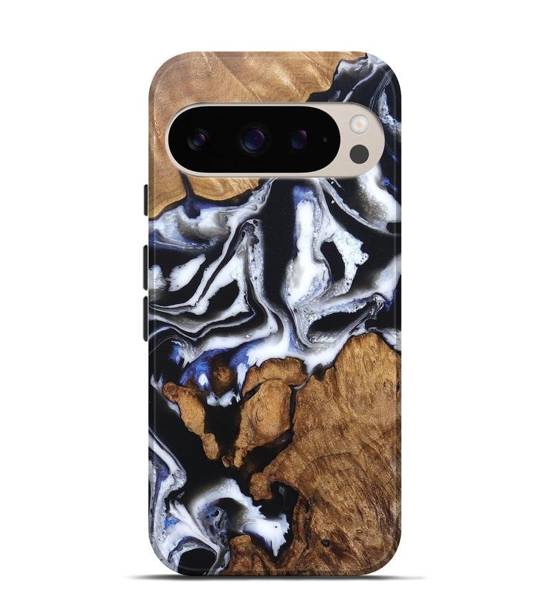 Pixel 9 Pro Wood Live Edge Phone Case - Alana (Black & White, 828540)