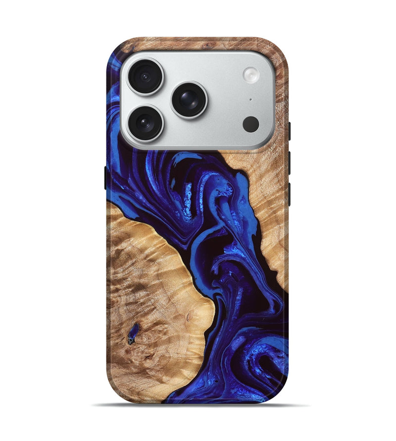iPhone 18 Pro Wood Live Edge Phone Case - Ara (Blue, 828542)