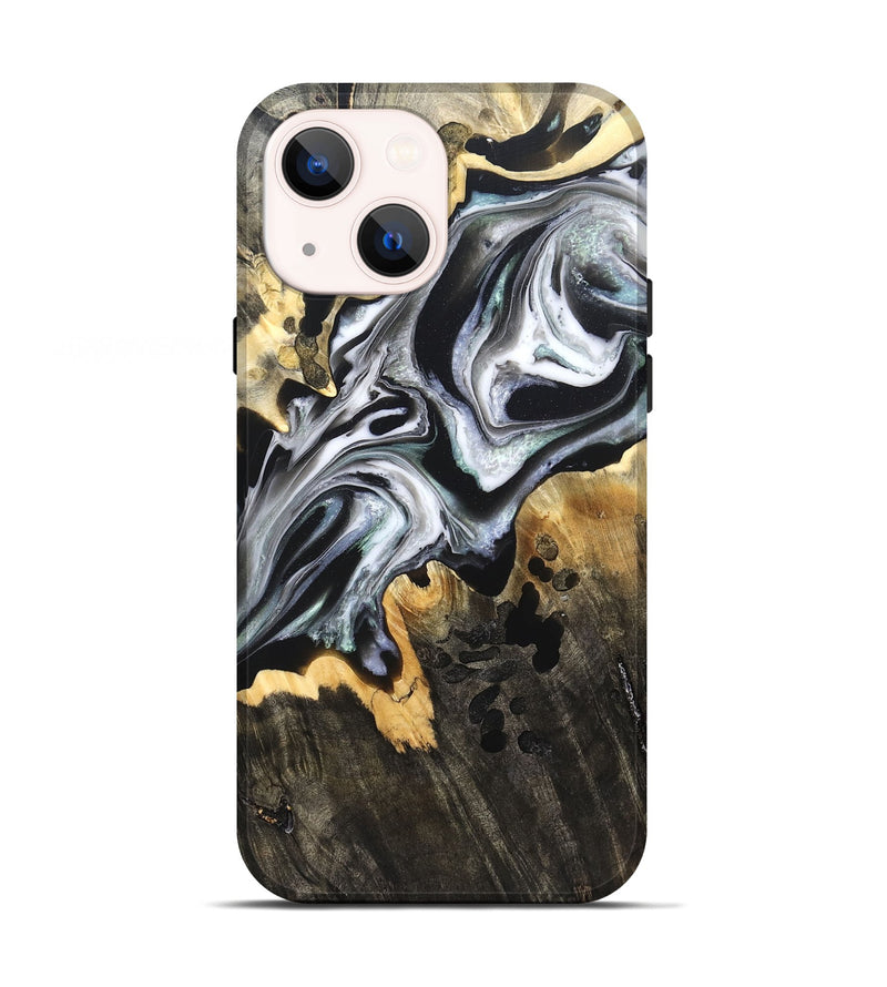 iPhone 13 Wood Live Edge Phone Case - Arsenio (Black & White, 828544)
