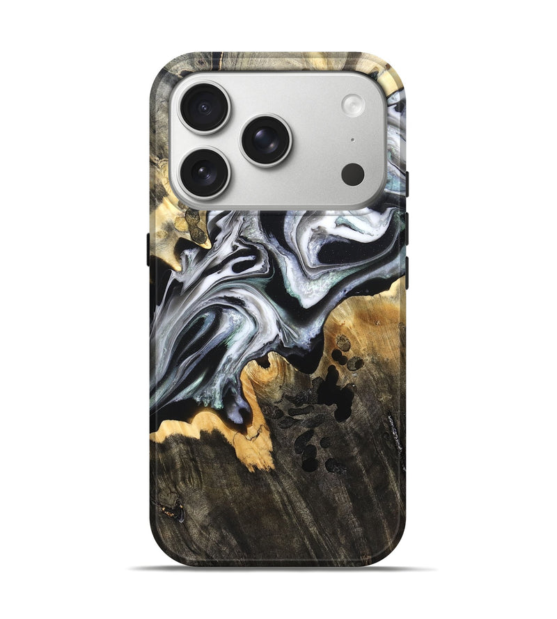 iPhone 17 Pro Wood Live Edge Phone Case - Arsenio (Black & White, 828544)