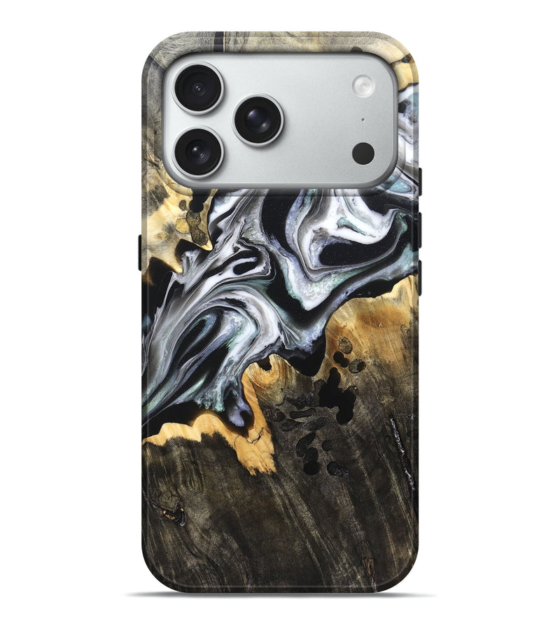iPhone 18 Pro Max Wood Live Edge Phone Case - Arsenio (Black & White, 828544)
