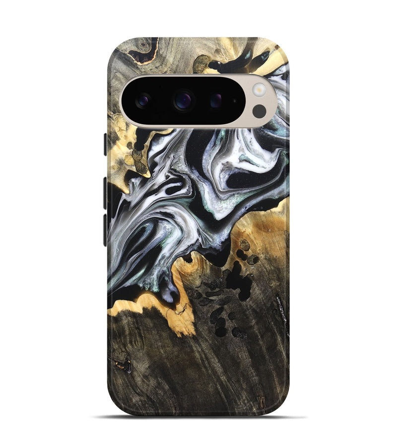 Pixel 9 Wood Live Edge Phone Case - Arsenio (Black & White, 828544)