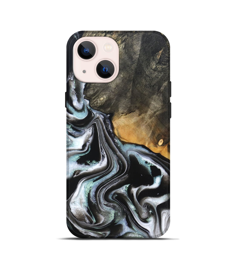 iPhone 13 mini Wood Live Edge Phone Case - Debbra (Black & White, 828546)