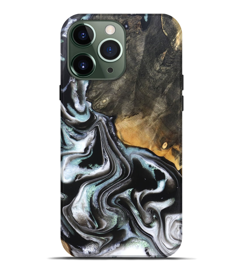 iPhone 13 Pro Max Wood Live Edge Phone Case - Debbra (Black & White, 828546)