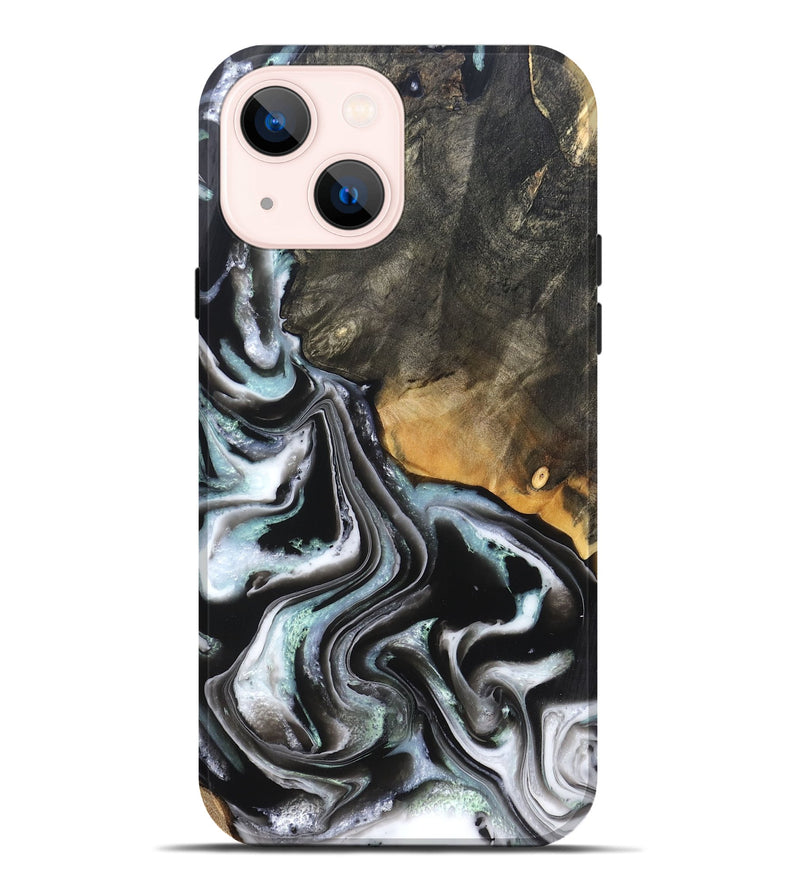 iPhone 14 Plus Wood Live Edge Phone Case - Debbra (Black & White, 828546)