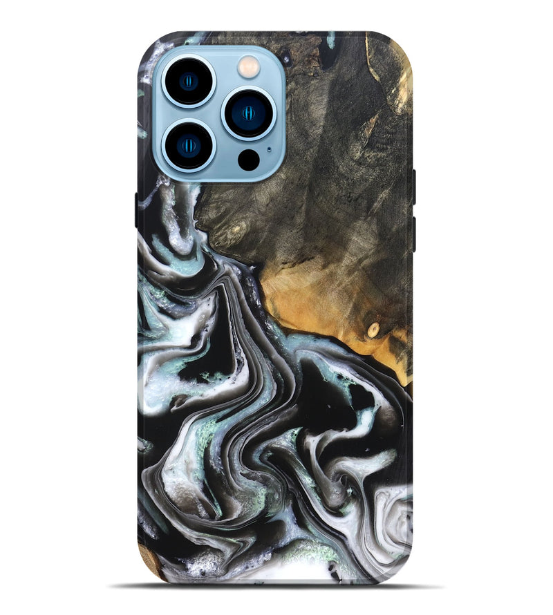 iPhone 14 Pro Max Wood Live Edge Phone Case - Debbra (Black & White, 828546)