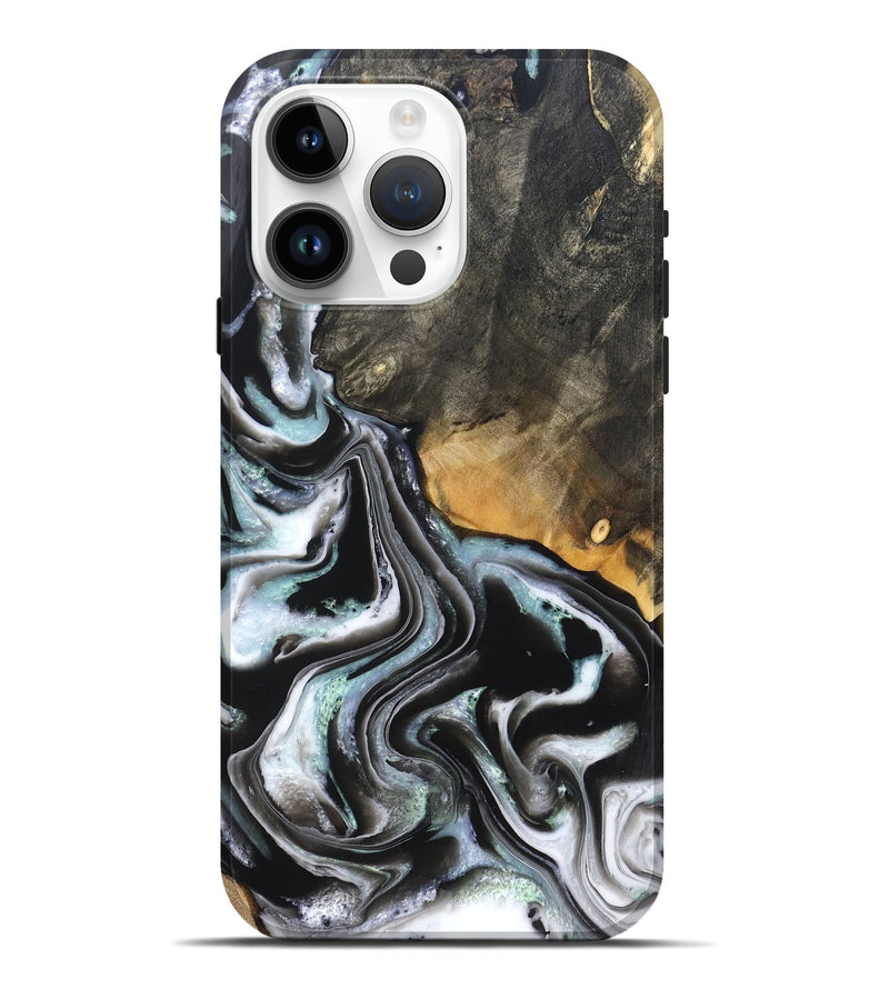 iPhone 15 Pro Max Wood Live Edge Phone Case - Debbra (Black & White, 828546)