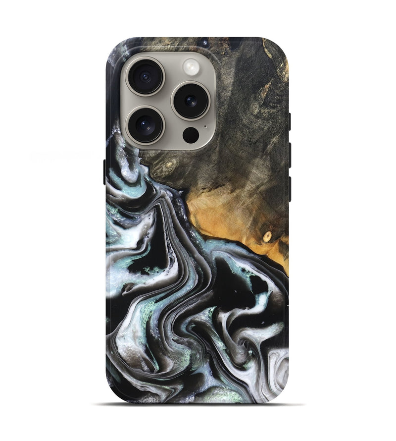iPhone 16 Pro Wood Live Edge Phone Case - Debbra (Black & White, 828546)