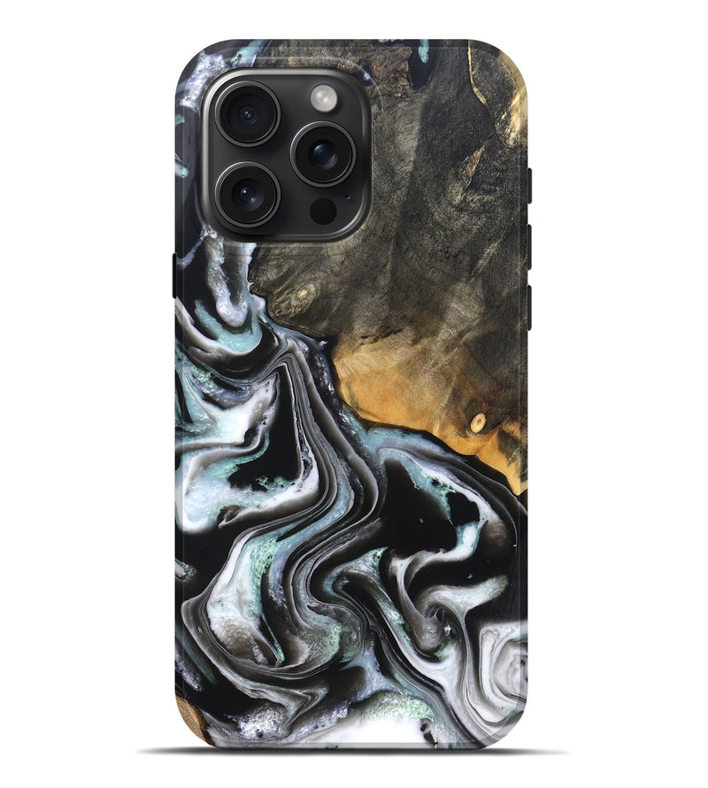 iPhone 16 Pro Max Wood Live Edge Phone Case - Debbra (Black & White, 828546)