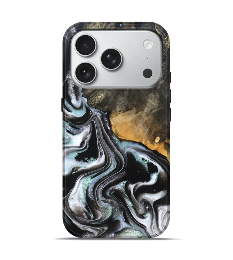 iPhone 18 Pro Wood Live Edge Phone Case - Debbra (Black & White, 828546)