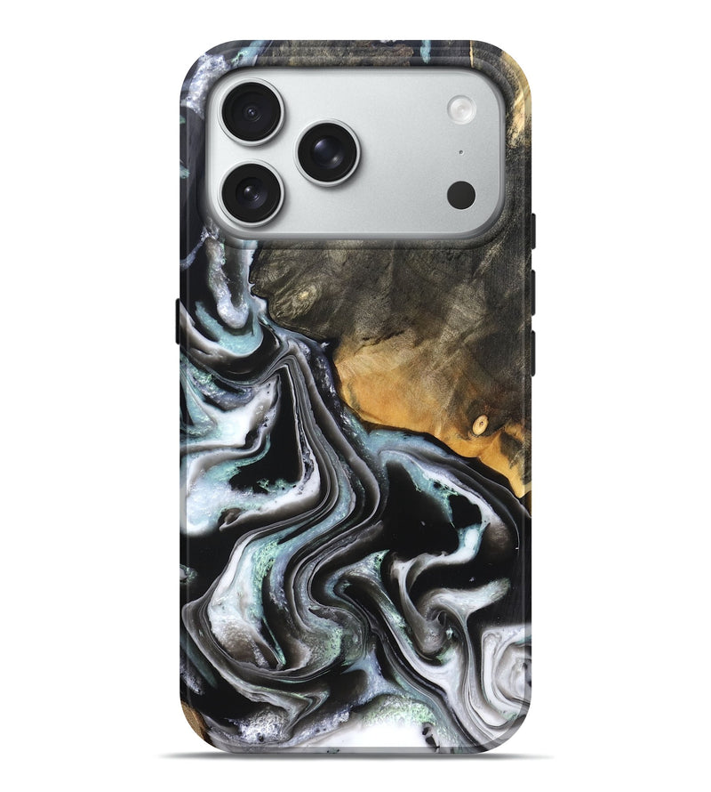 iPhone 18 Pro Max Wood Live Edge Phone Case - Debbra (Black & White, 828546)