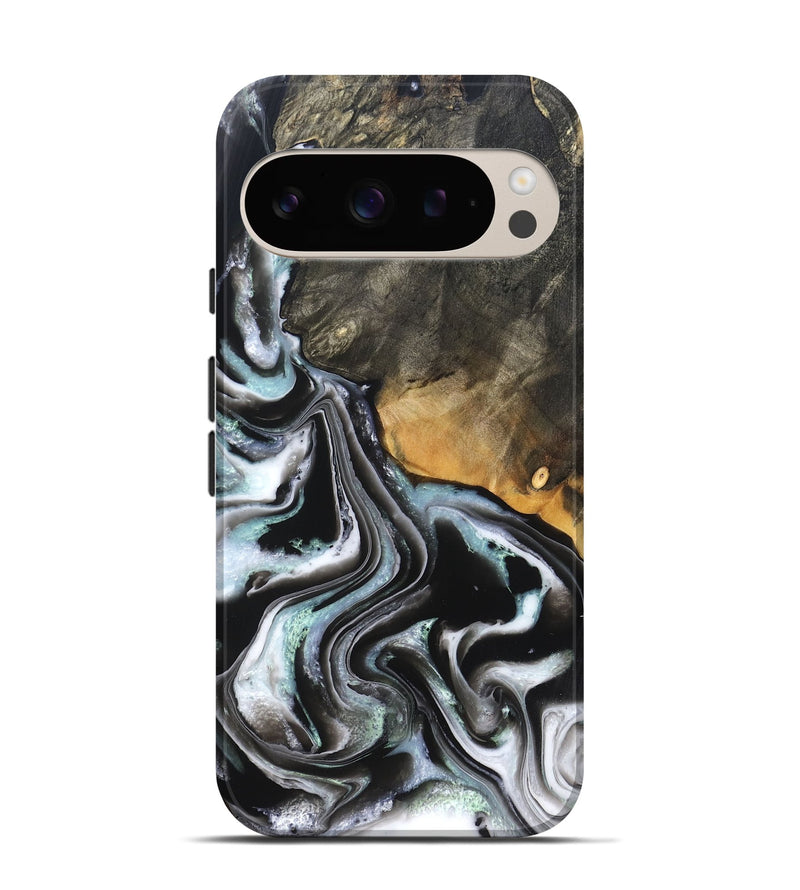 Pixel 9 Pro Wood Live Edge Phone Case - Debbra (Black & White, 828546)