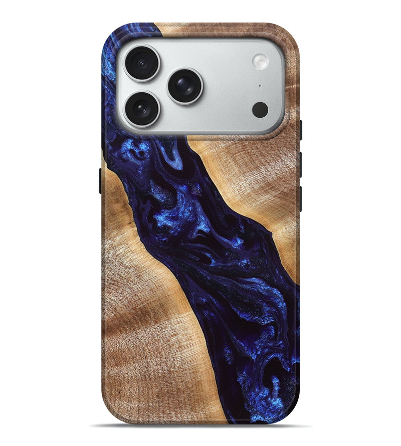 iPhone 18 Pro Max Wood Live Edge Phone Case - Xena (Blue, 828553)